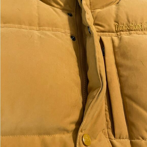 Timberland Weathergear Men's Duck Down Puffer Vest in Yellow Tan Size XL - Picture 2 of 6